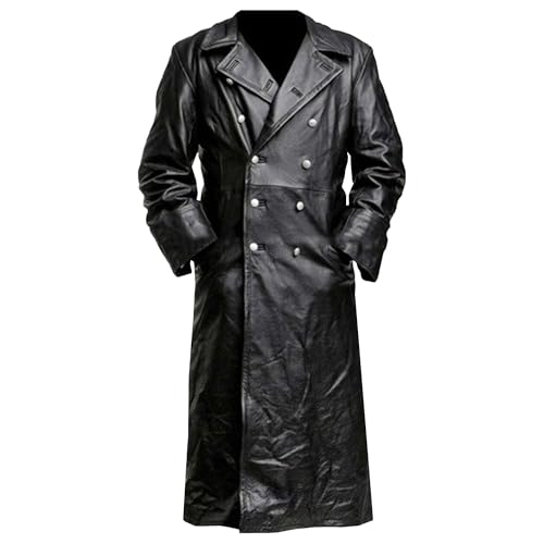 ジャケット・アウター vintage gimmick leather trench coat Men's Vintage Leather Trench Coat Full Length Steampunk Long